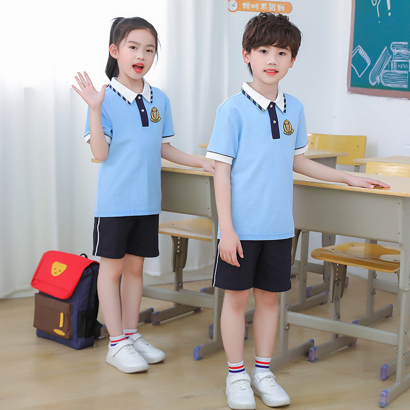 校服套装小学生夏季纯棉短袖儿童毕业照班服中学生幼儿园园服夏装 - 图1