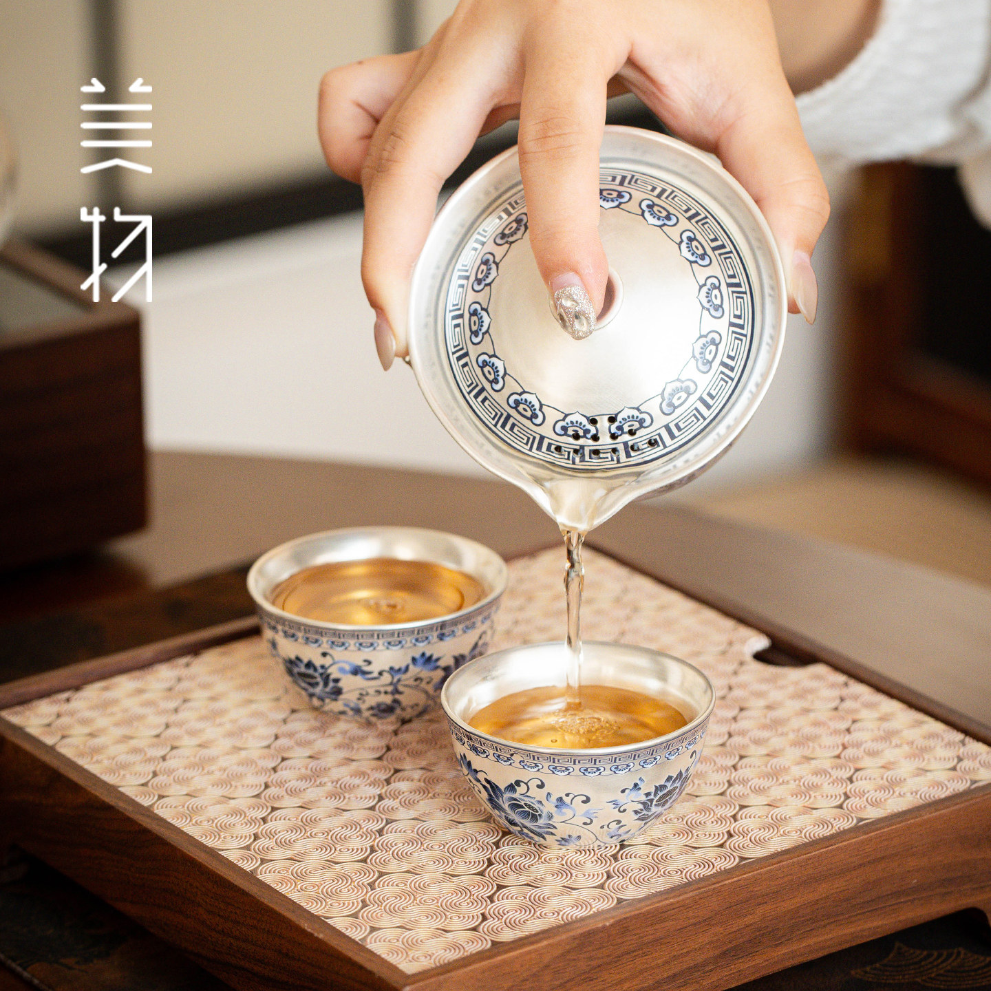 青花勾腾快客杯瓷胎包银高档便携式旅行茶具一壶二杯满彩功夫茶具,淘宝优惠券,粉丝福利购,淘宝优惠卷