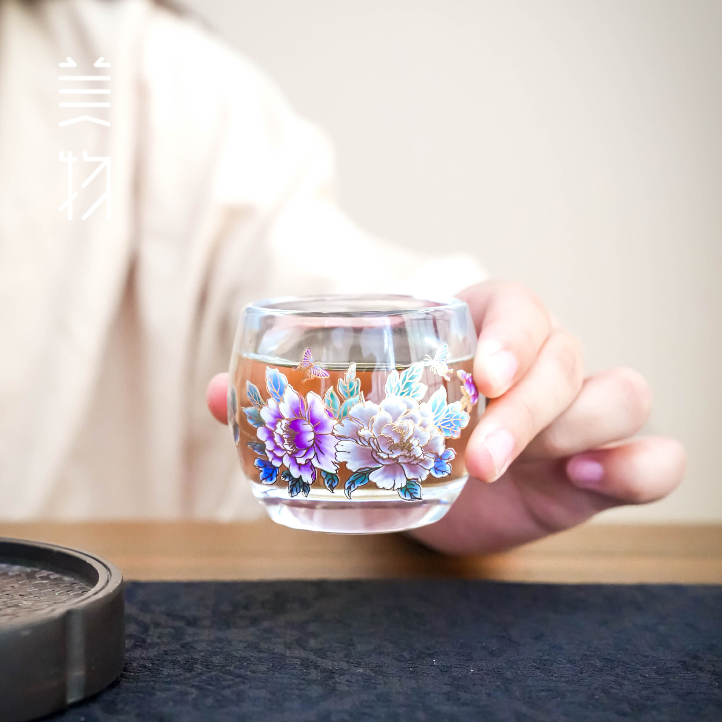 变色牡丹玻璃主人杯水晶玻璃耐高温不烫手个人杯茶具主人杯泡茶杯,淘宝优惠券,粉丝福利购,淘宝优惠卷