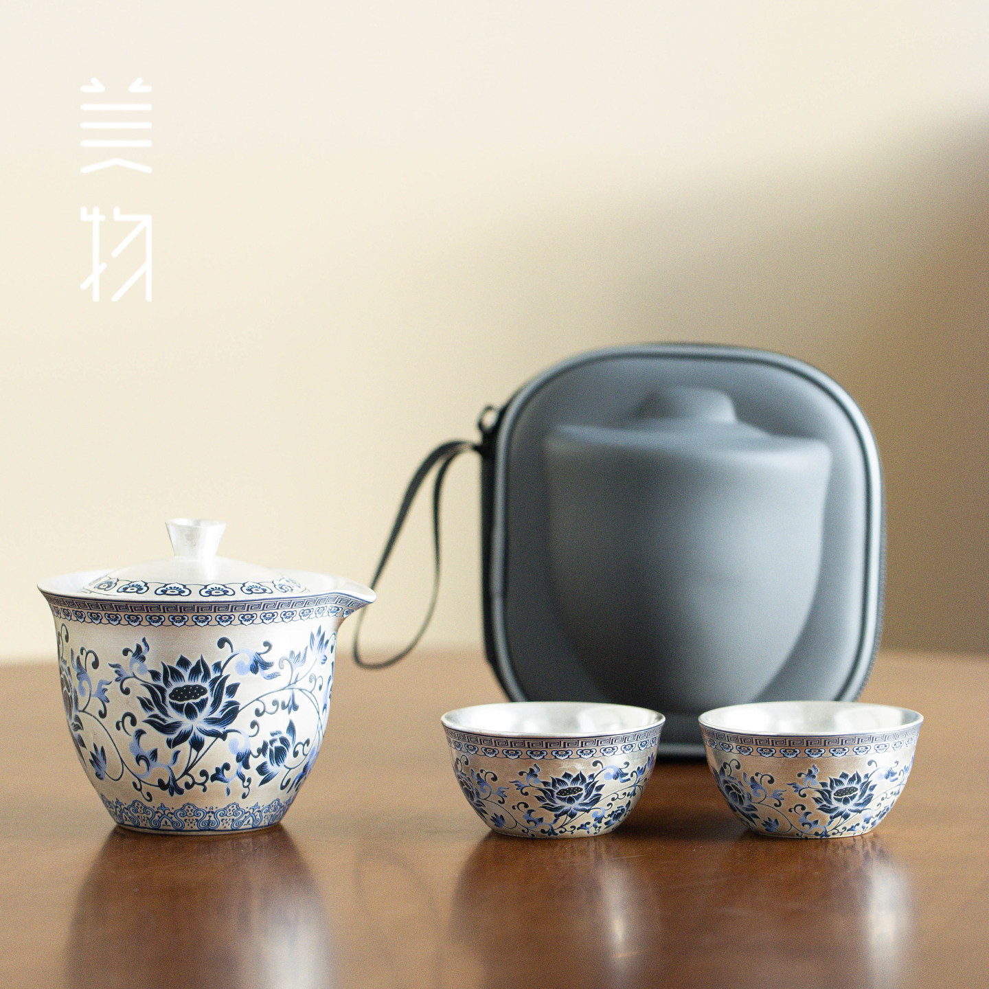 青花勾腾快客杯瓷胎包银高档便携式旅行茶具一壶二杯满彩功夫茶具,淘宝优惠券,粉丝福利购,淘宝优惠卷