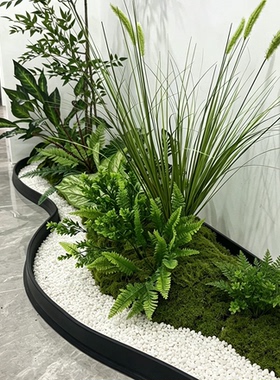 仿真植物造景围挡硅胶围栏室内围边挡水条公司绿植隔离前台挡边条