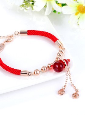 2026泰国本命年开运红绳招财福袋手链红色尖葫芦手链转运珠