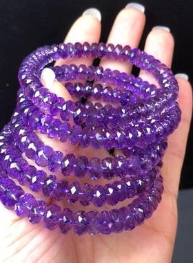 2026鑫梵希 天然紫水晶切面盘珠单圈手链 时尚简约 男女款厂家直