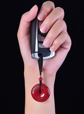 2026天然原矿朱砂祥云平安扣吊坠高含量紫金帝王红砂本命年项链