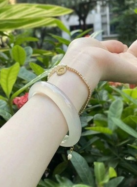 2026玉髓手镯细条荔枝冻玛瑙玉镯马料香槟金少女时尚气质镯子