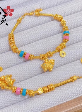 2026越南沙金唐马墩墩马手链马年生肖珐琅马上有钱小飞马盘缠手链