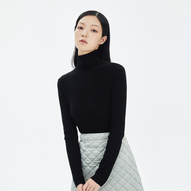 OBEG欧碧倩奥莱冬季高领羊绒衫女修身罗纹肌理感毛衣10404112,淘宝优惠券,粉丝福利购,淘宝优惠卷