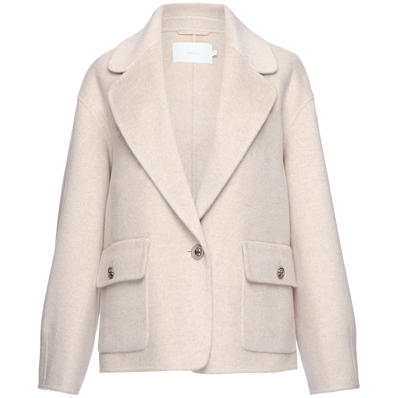 OBEG欧碧倩时尚通勤羊毛双面呢大衣冬季款西装短外套10444022 - 图3