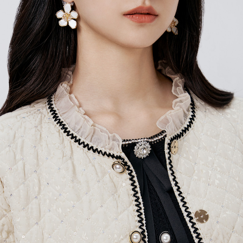 【掌柜推荐】BuouBuou秋季新品优雅夹棉棉服小香风外套女DKGE171