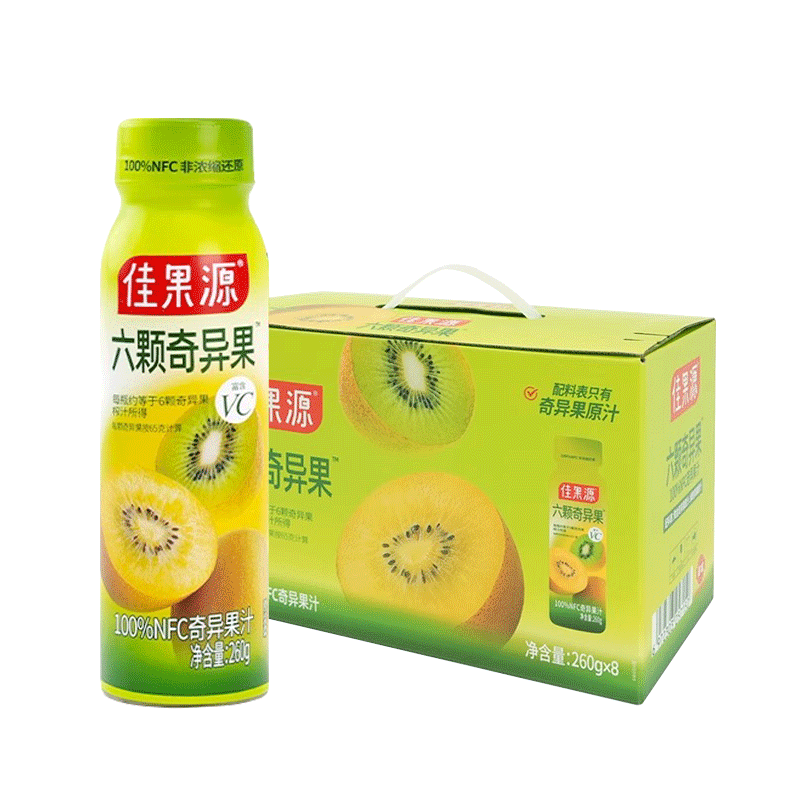 佳果源100%NFC奇异果汁260g*8瓶一瓶约含六颗奇异果鲜榨高VC礼盒 - 图3