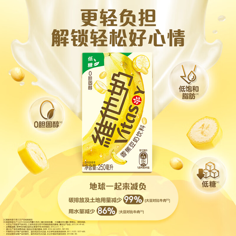 vitasoy维他奶香蕉味豆奶饮料植物蛋白饮料250ml*6盒即饮早餐囤货 - 图1