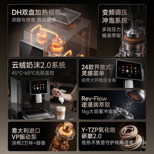 咖博士F10 全自动咖啡机办公室研磨一体机双头智能鲜萃取浓缩奶咖 - 图0