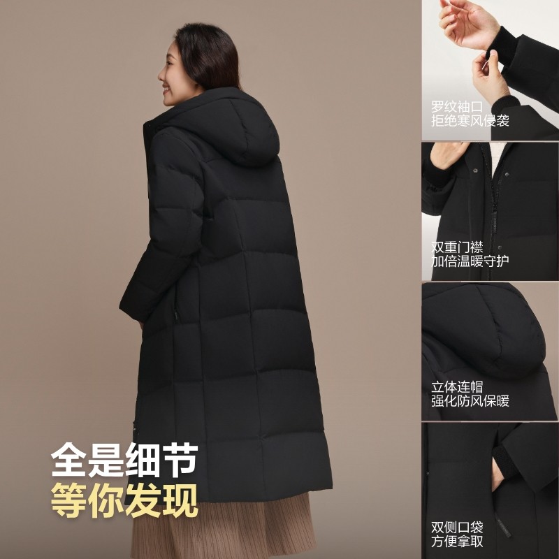 波司登奥莱25新款羽绒服女长款休闲简约过膝潮流时尚保暖厚羽绒服