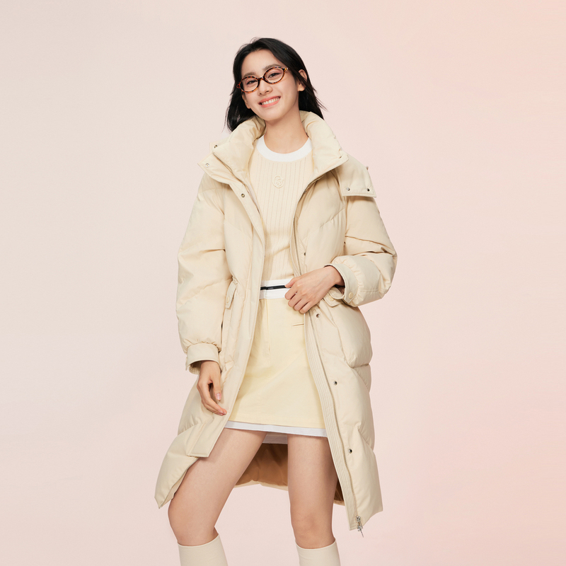 【爆款推荐】波司登女中长款羽绒时尚显白百搭鸭绒连帽