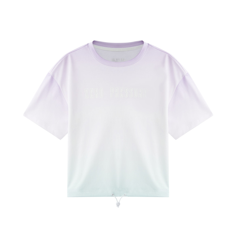 波司登奥莱夏女式T恤时尚渐变色圆领纯棉舒适透气下摆抽绳 - 图3