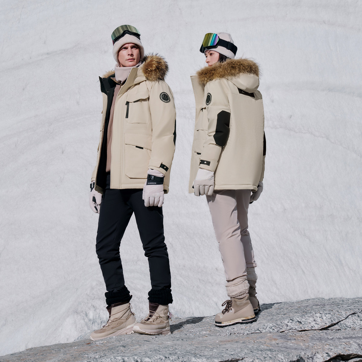 【明星同款鹅绒】波司登奥莱工装蓄热貉子毛领极寒羽绒服连帽外套