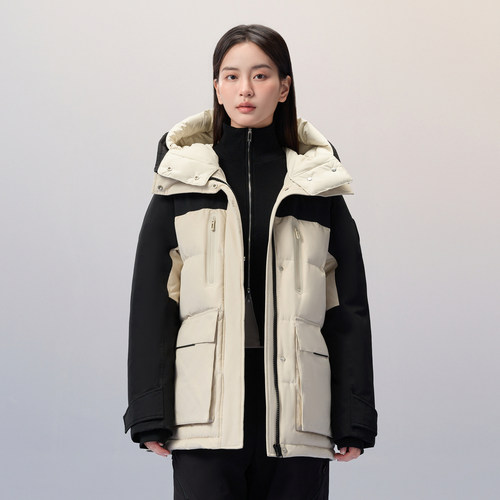 波司登奥莱冬季短款连帽加厚羽绒服男女同款连帽工装情侣防风保暖 - 图1