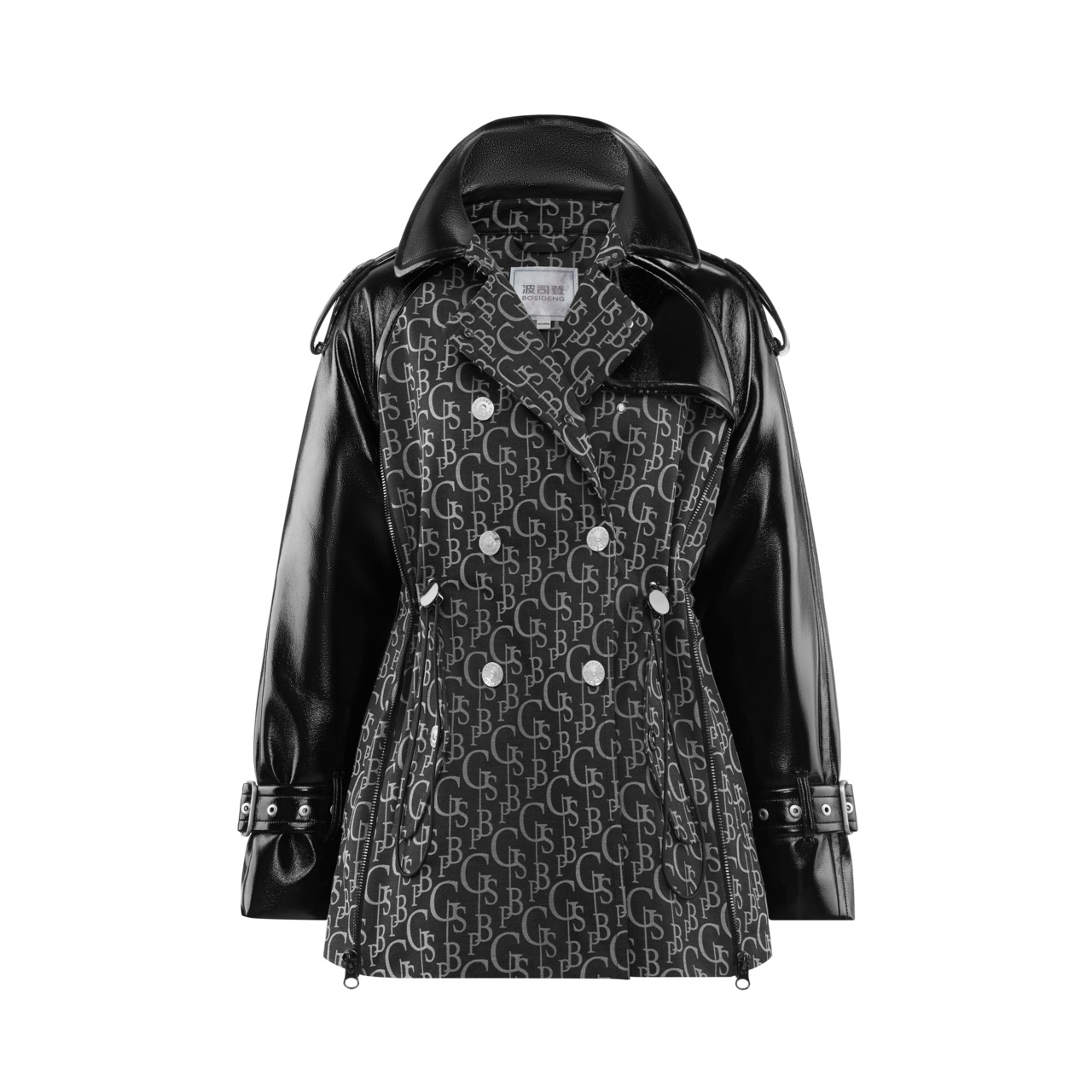 波司登女鹅绒皮革拼接羽绒服