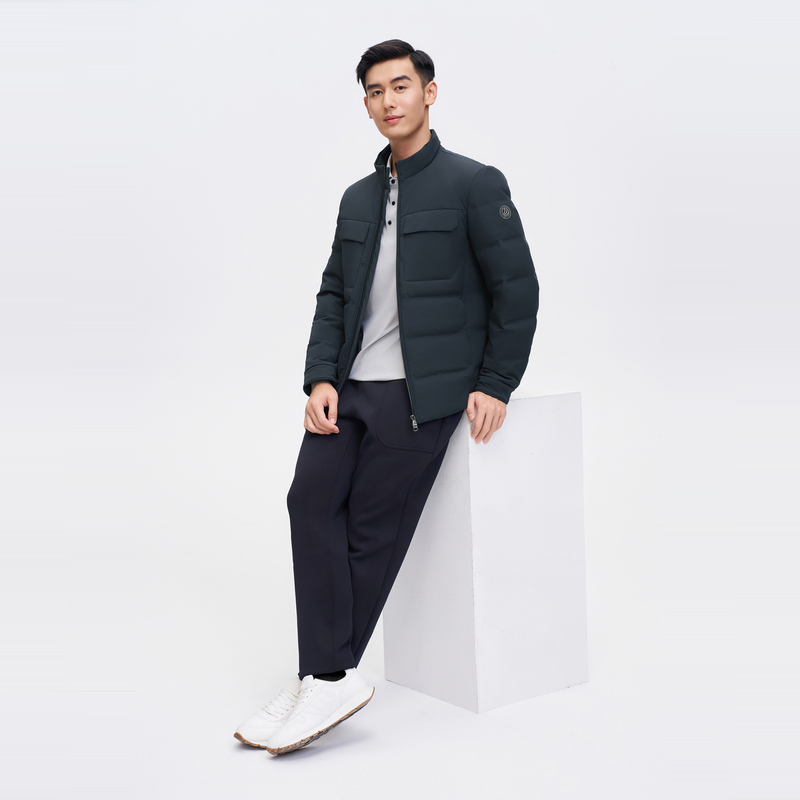 [新国标]波司登奥莱男轻薄鹅绒羽绒服经典商务正品立领休闲外套