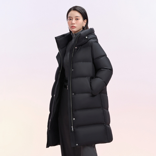 波司登冬季时尚运动撞色中长款羽绒服