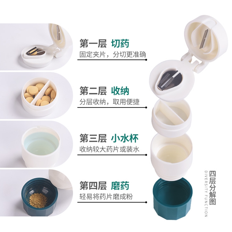 切药器一分二便携小型家用手动搅碎磨药器磨粉分割切药器 - 图0