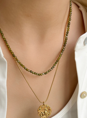 欧美小众设计紫色锆石项链