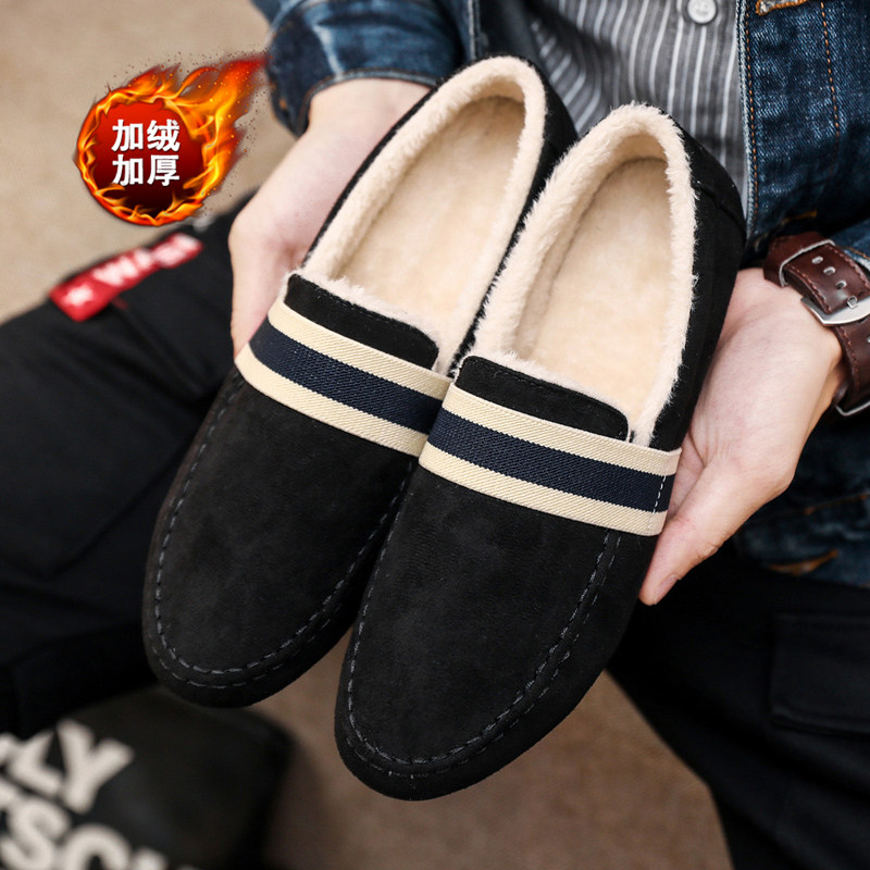 秋冬季男鞋加绒棉鞋男士休闲豆豆鞋男一脚蹬保暖懒人老北京布鞋,淘宝优惠券,粉丝福利购,淘宝优惠卷