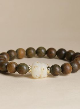 【杭州灵隐官方】绿檀木猫爪手串
