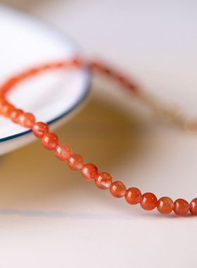 杭州灵隐官方天然南红飘花手链