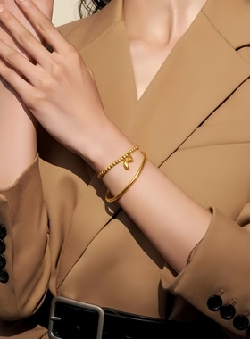 黄金包银手镯两世欢手链女