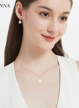 原创纯银小裙子项链贝母小扇子毛衣链扇形贝壳银吊坠小众生日礼物