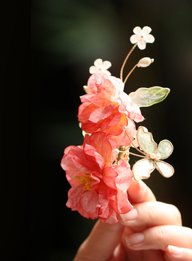 蔷薇仙女Lolita蓝色花朵发夹丸子