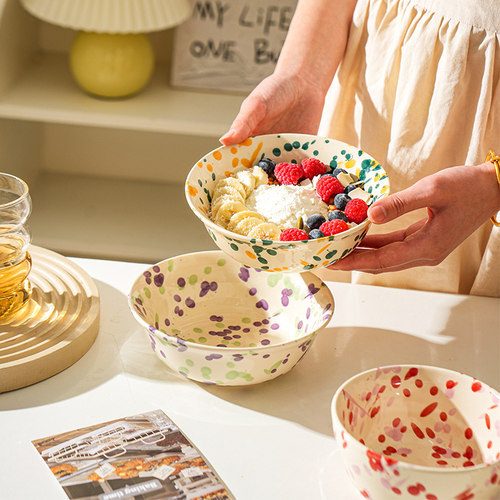 舍里泼墨酸奶碗沙拉碗米饭碗釉下彩陶瓷高颜值甜品碗早餐brunch碗 - 图3