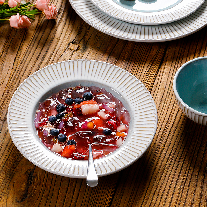 创意陶瓷餐具欧式简约西餐牛排盘草帽碗家用米饭碗平盘小清新菜盘 - 图1