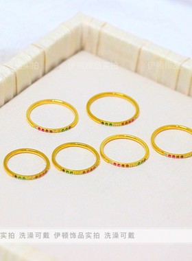 钛钢不掉色超闪镶钻戒指