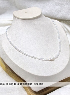 女满天星钛钢串珠锁骨链项链