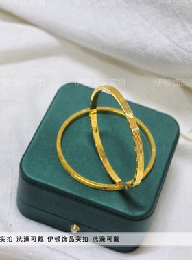 甜美女钛钢爱心时钟时钟实心手镯