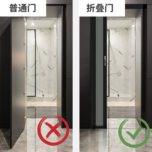 无轨蜂巢折叠门 免打孔空调隔断移门厨房卫生间蜂巢帘推拉门 - 图2