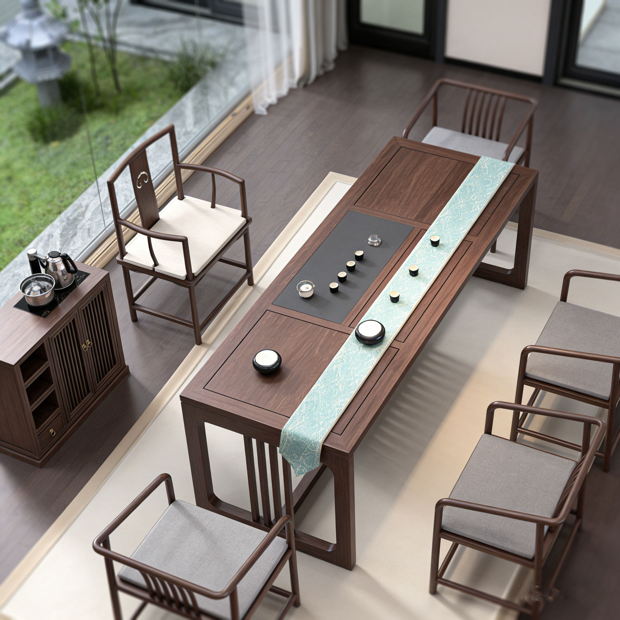 宋式美学2026黑胡桃木茶桌椅家用别墅高端定制设计师同款家具茶台,淘宝优惠券,粉丝福利购,淘宝优惠卷