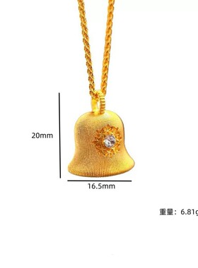 香港纪梵哲铜合金新中式拉丝铃铛吊坠女小众设计感百搭时尚锁骨链