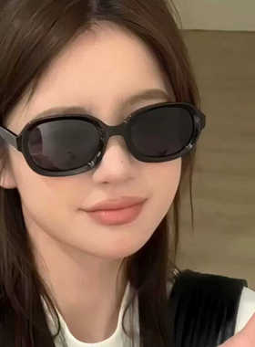 韩系时尚曲面墨镜女美式潮街拍高级感太阳镜男复古防紫外线遮阳镜