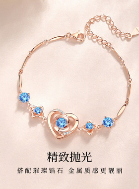 纪梵哲S925纯银永恒之心手链女不掉色小众设计高级感心形手饰