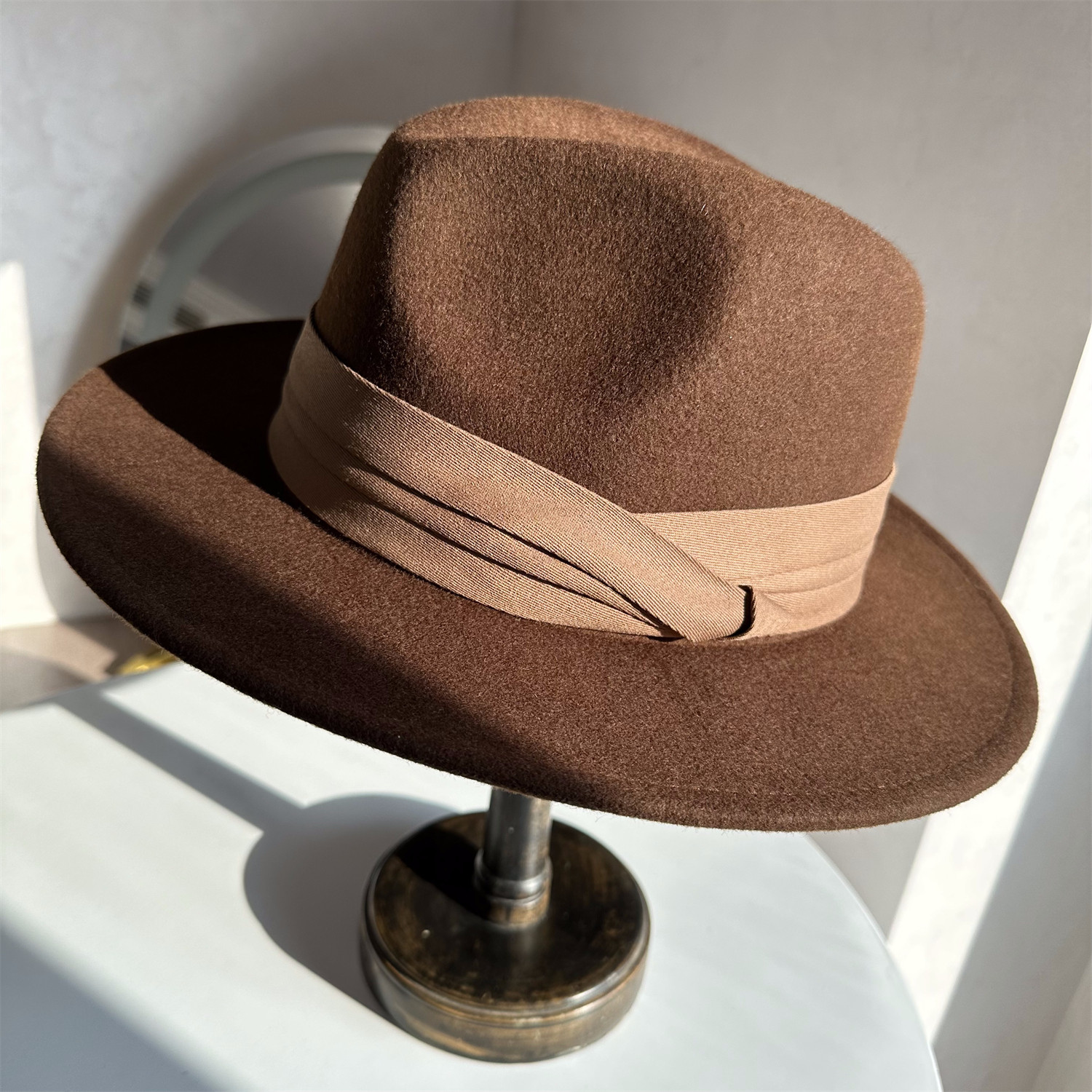 洋气咖啡色羊毛呢礼帽女秋冬复古英伦帽韩版百搭休闲毛呢爵士帽男,淘宝优惠券,粉丝福利购,淘宝优惠卷