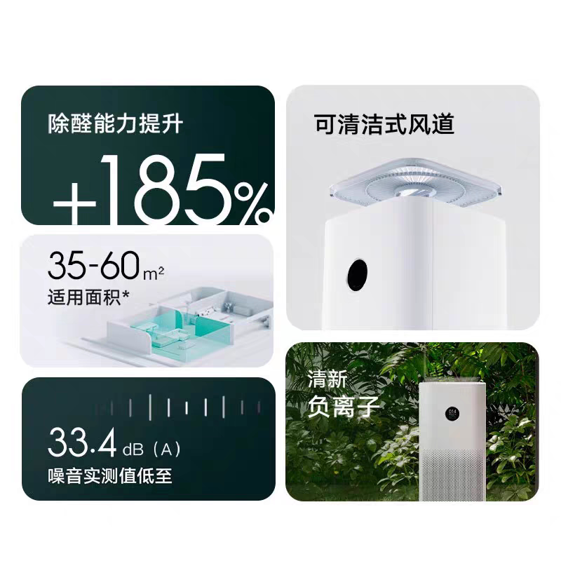 小米米家空气净化器4Pro除甲醛病毒宠物除烟室内小型医护级净化机