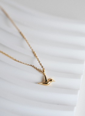 Heymen黑门银镀金小鸟项链