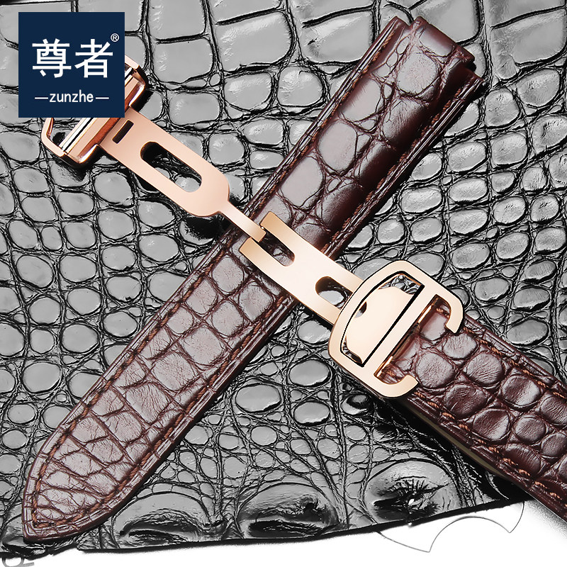 适配42mm鳄鱼皮cartier蓝气球表带 尊者手表配件