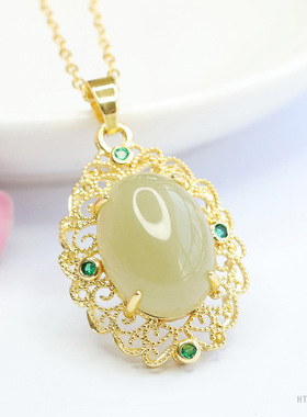 天然和田玉吊坠晴水料项链宫廷风玉石精工爆款精致小吊坠国风轻奢