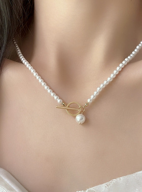 OT扣珍珠项链女 时尚简约百搭颈链气质高级感轻奢优雅锁骨链 批发
