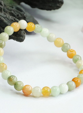 眷钰 天然缅甸A货翡翠手串多彩玉石手链女工厂批发代发S3090107