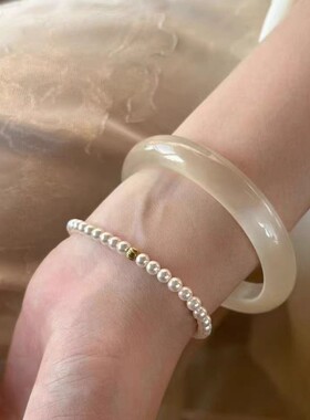 天然猫眼手镯玛瑙冰蓝厂家直供高级感香槟色直播玻璃手环饰品批发